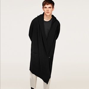 Zara Black Open Hooded Cape Cardigan